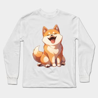 Shiba Inu Kawaii Anime Happy Smiling Dog: Cute Gift for Dog Lovers Long Sleeve T-Shirt